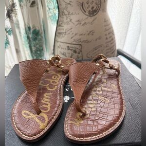SAM EDELMAN Greta Sandals Brown Thong size 6